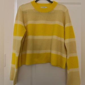 La Ligne Wool & Cashmere Yellow Marin Stripe Crew Sweater, XL